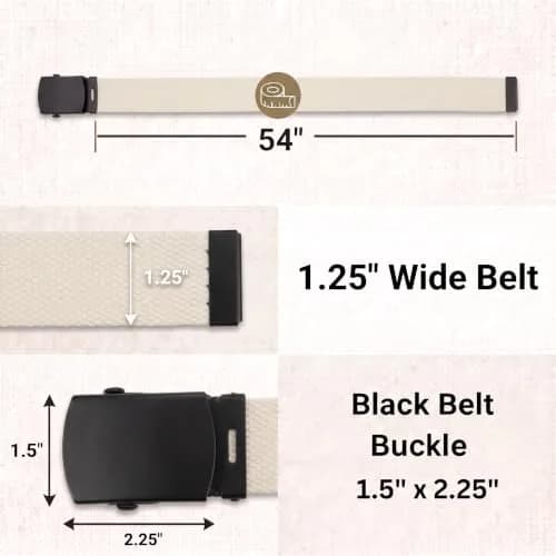 BC Belts Canvas Web Belt Military Style 56" Natural | Adjustable, Durable & Versatile thumbnail 6