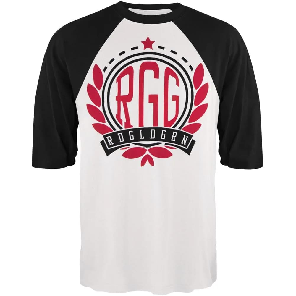 Old Glory Logo Raglan White X-Large | Classic Fit Baseball Jersey with Team Spirit