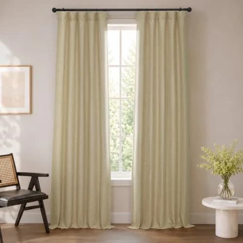 HPD Half Price Drapes Bellino Textured Faux Linen Room Darkening Curtains 50W x 96L | 75-80% Light Block | Thermal Insulation thumbnail 1