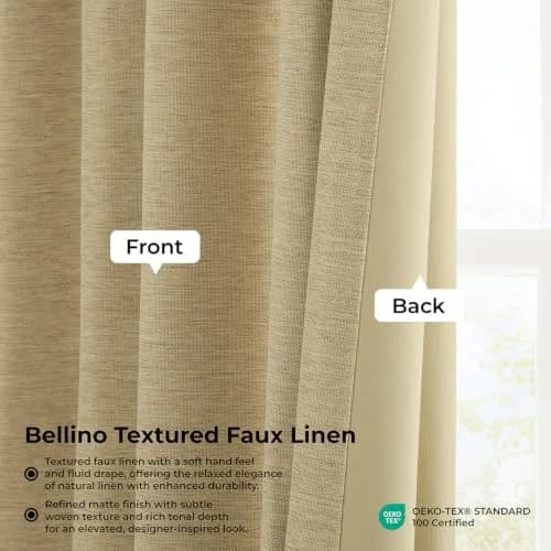 HPD Half Price Drapes Bellino Textured Faux Linen Room Darkening Curtains 50W x 96L | 75-80% Light Block | Thermal Insulation thumbnail 5