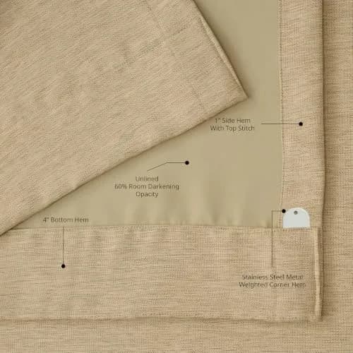 HPD Half Price Drapes Bellino Textured Faux Linen Room Darkening Curtains 50W x 96L | 75-80% Light Block | Thermal Insulation thumbnail 8