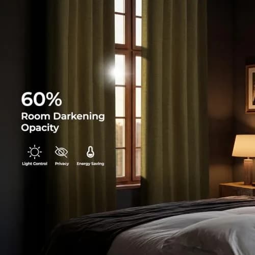 HPD Half Price Drapes Bellino Textured Faux Linen Room Darkening Curtains 50W x 96L | 75-80% Light Block | Thermal Insulation thumbnail 3