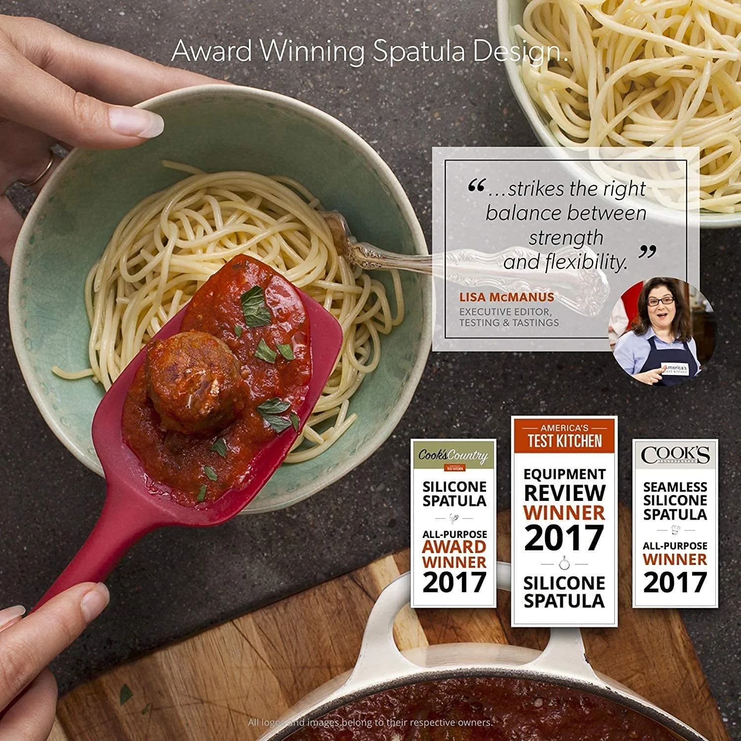 di Oro Silicone Spoonula - Spoon Spatula, 600°F Heat Resistant, Red | BPA Free Kitchen Utensil thumbnail 2
