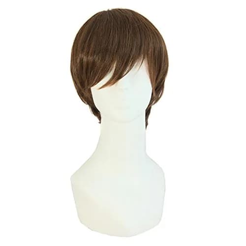 MapofBeauty Fashion Men's Short Straight Wig (Brown) 25cm (10 Inch) | Heat Resistant Synthetic Hair thumbnail 1