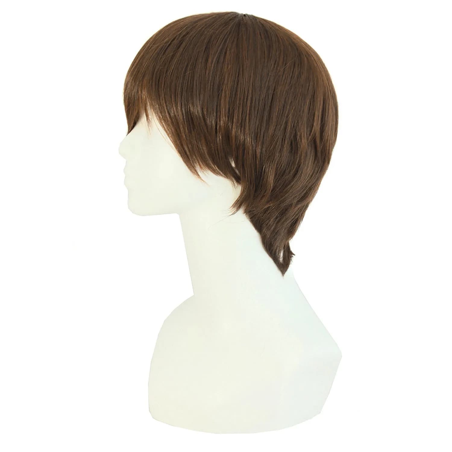 MapofBeauty Fashion Men's Short Straight Wig (Brown) 25cm (10 Inch) | Heat Resistant Synthetic Hair - view 2