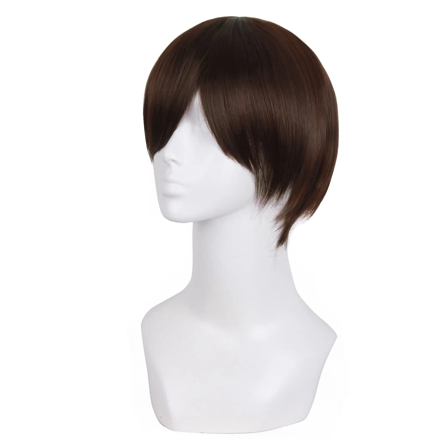 MapofBeauty Men's Short Straight Wig Dark Brown | Heat Resistant Synthetic Fiber - view 3
