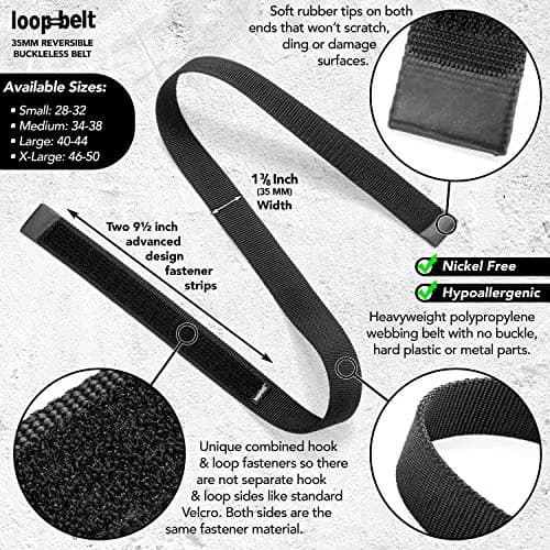 Loopbelt Web Belt 35mm Adjustable Reversible No Scratch Hypoallergenic Black Medium thumbnail 3
