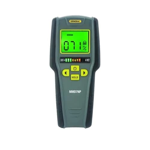 General Tools MMD7NP Pinless Digital Moisture Meter | Measures up to 19mm Deep — Digital LCD with Tricolor Bar Graph, Pinless