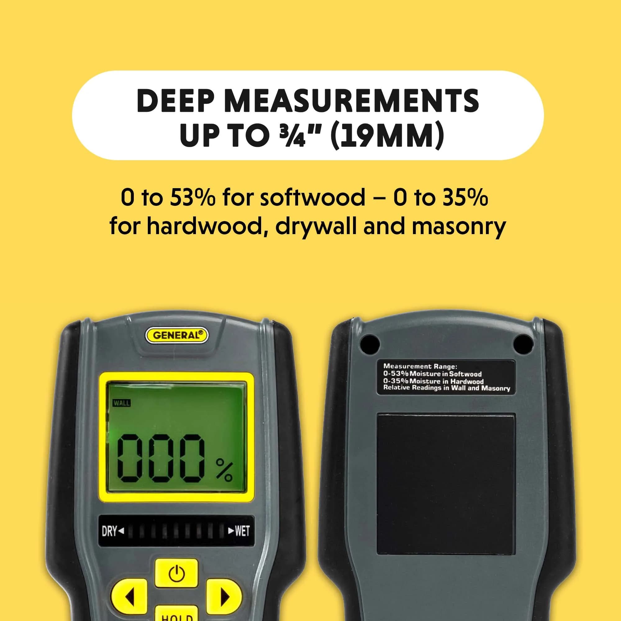 General Tools MMD7NP Pinless Digital Moisture Meter | Measures up to 19mm Deep - view 4