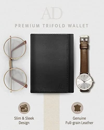 Access Denied Genuine Leather Wallets For Men - Trifold RFID Blocking Black | Classic & Secure (70-120 chars) thumbnail 2