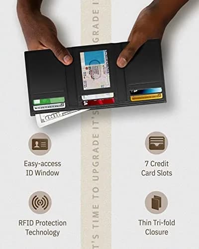 Access Denied Genuine Leather Wallets For Men - Trifold RFID Blocking Black | Classic & Secure (70-120 chars) thumbnail 3