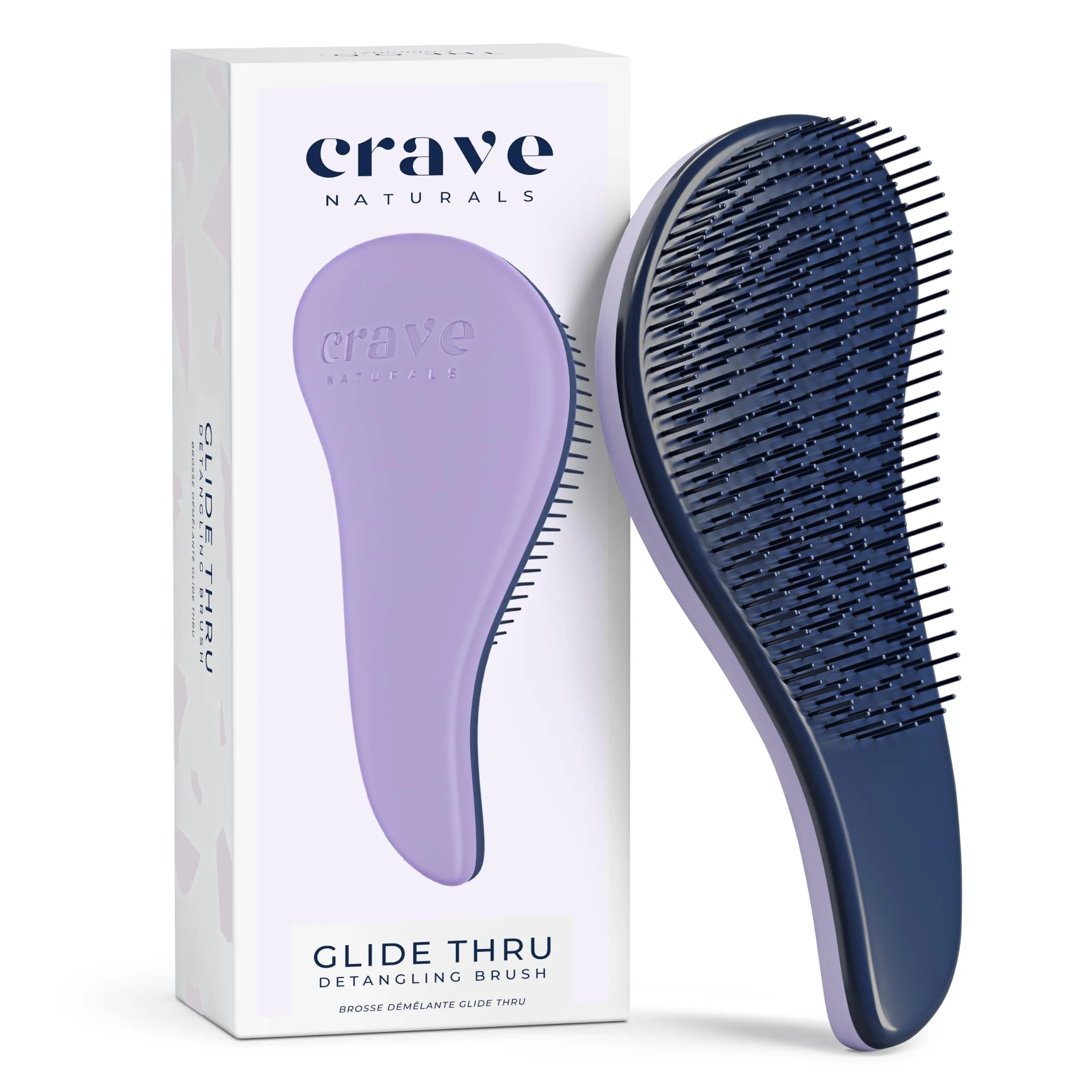 Crave Naturals Glide Thru Detangling Brush Black | Gentle Bristles for Wet & Dry Hair — Purple