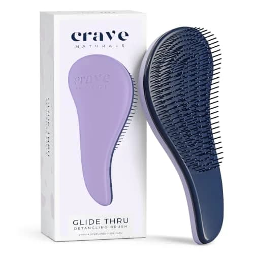Crave Naturals Glide Thru Hair Brush - Detangler Brush for Curly, Straight, Wet or Dry Hair - Gentle Detangling Brushes for Adults, Kids, Toddlers - Hair Accessories for Women, 19cm (7.5") x 7.6cm (3") - Purple thumbnail 1