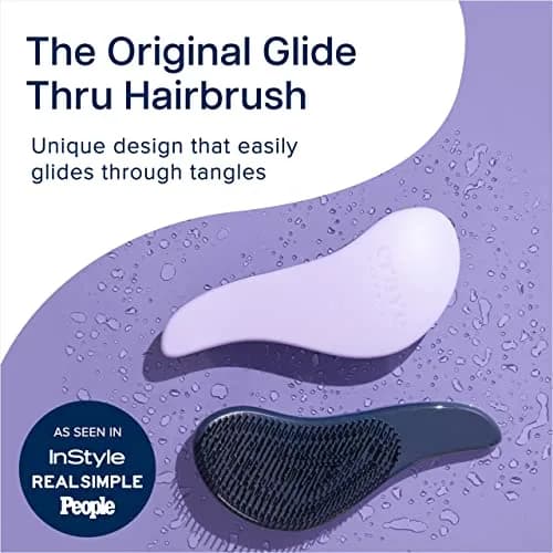 Crave Naturals Glide Thru Hair Brush - Detangler Brush for Curly, Straight, Wet or Dry Hair - Gentle Detangling Brushes for Adults, Kids, Toddlers - Hair Accessories for Women, 19cm (7.5") x 7.6cm (3") - Purple thumbnail 2