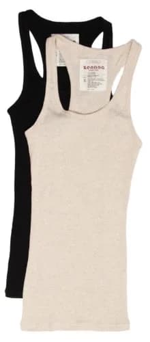 Zenana Women's Basic Ribbed Tank Top Small Black & H Beige | Slim Fit, Cotton-Spandex Blend thumbnail 1