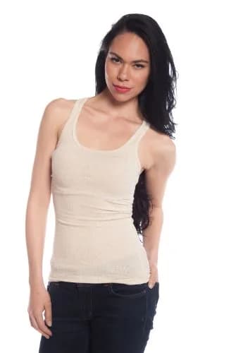 Zenana Women's Basic Ribbed Tank Top Small Black & H Beige | Slim Fit, Cotton-Spandex Blend thumbnail 5