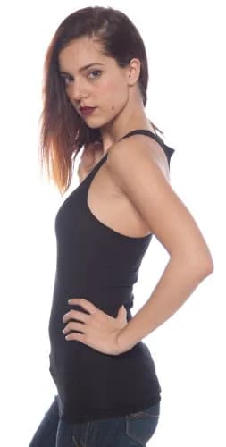 Zenana Women's Basic Ribbed Tank Top Small Black & H Beige | Slim Fit, Cotton-Spandex Blend thumbnail 3