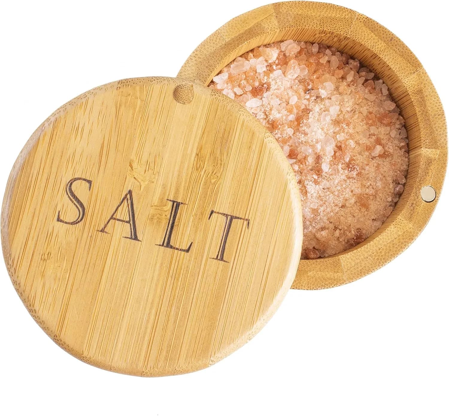 Totally Bamboo Salt Cellar with Swivel Lid & Magnetic Closure, 6 oz (177 ml) | Countertop Spice Container for Kitchen — Bamboo