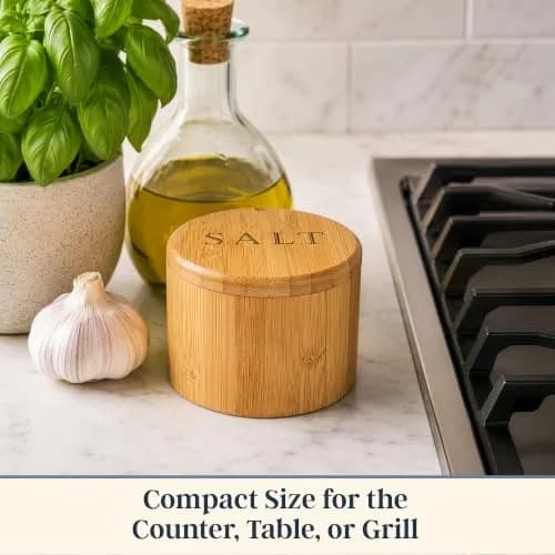 Totally Bamboo Salt Cellar with Swivel Lid & Magnetic Closure, 6 oz (177 ml) | Countertop Spice Container for Kitchen thumbnail 4