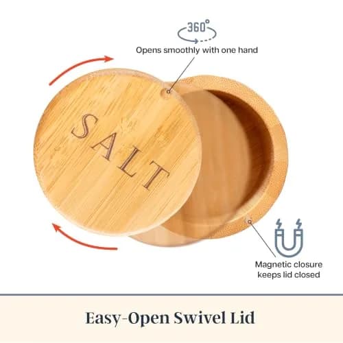 Totally Bamboo Salt Cellar with Swivel Lid & Magnetic Closure, 6 oz (177 ml) | Countertop Spice Container for Kitchen thumbnail 6