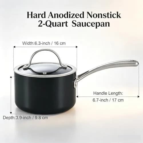 Cooks Standard 2-Quart Hard Anodized Nonstick Saucepan with Glass Lid | Durable, Even Heat, Easy Clean (70-120 chars) thumbnail 3