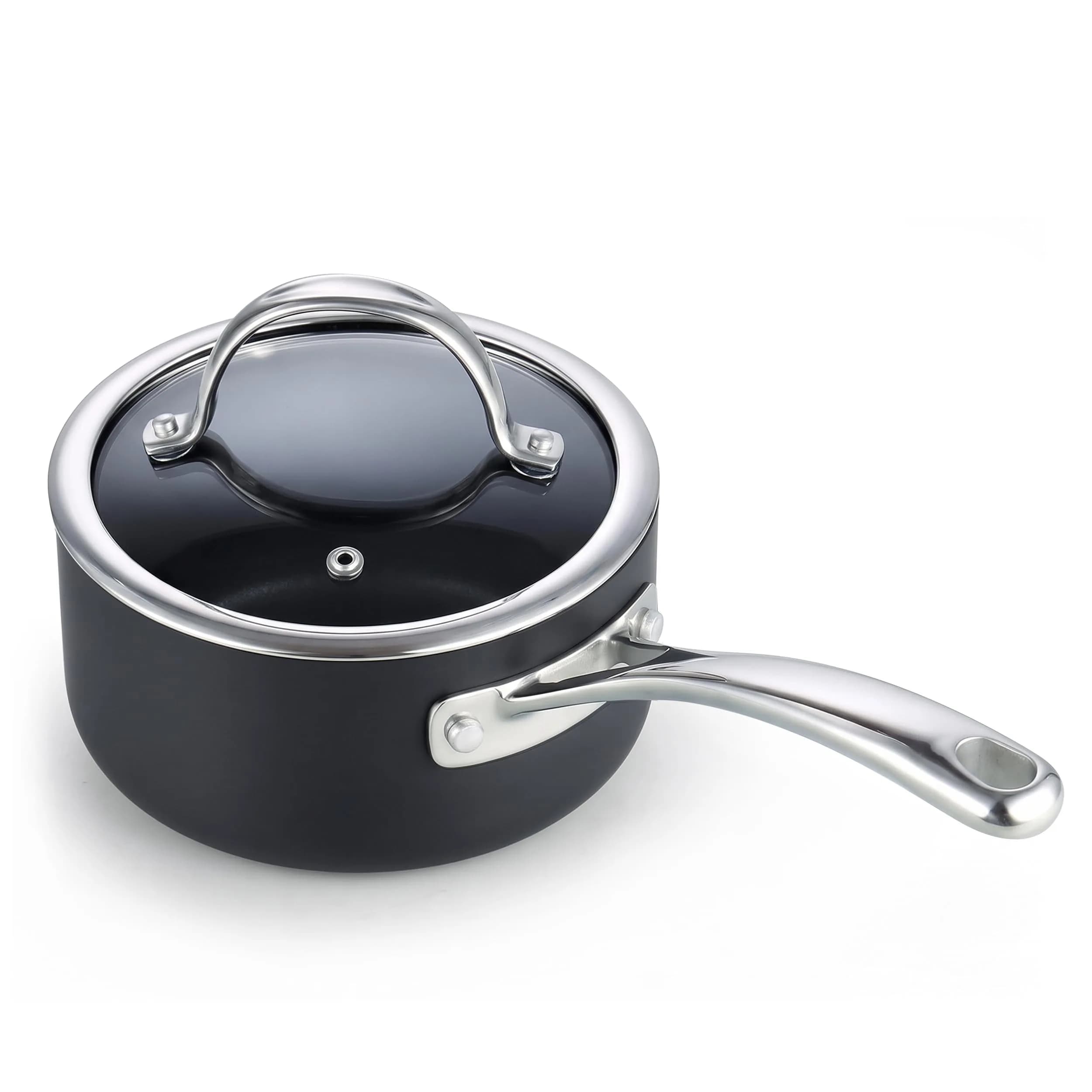 Cooks Standard 1-Quart Hard Anodized Nonstick Saucepan with Glass Lid | Even Heat, Durable Aluminum, Oven Safe to 450°F