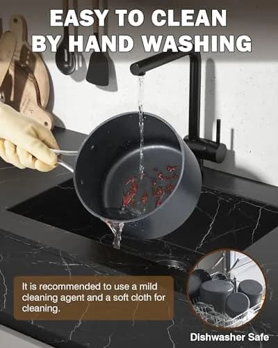 Cooks Standard 3-Quart Hard Anodized Nonstick Saucepan with Glass Lid | Durable, Even Heating, Easy Cleanup thumbnail 6