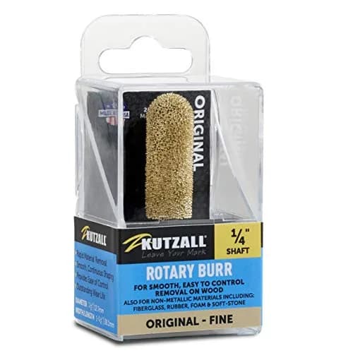 Kutzall Original Ball Nose Rotary Burr 12.7mm (1/2") Dia. X 38.1mm (1-1/2") L | Fine Tungsten Carbide Wood Carving Bit thumbnail 1