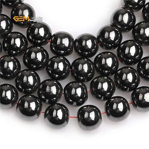 GEM-INSIDE Natural Black Hematite Gemstone Beads 10mm (0.39 inch) | Non-Magnetic Round Energy Stone Beads for Jewelry Making thumbnail 4