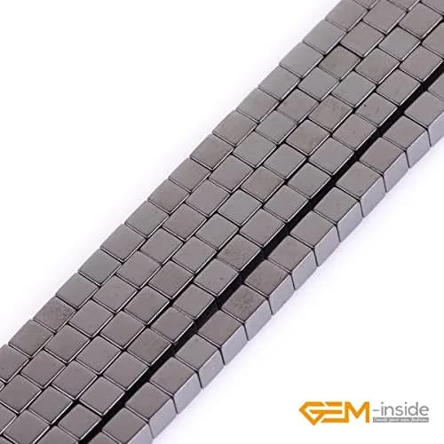 GEM-INSIDE CREATE YOUR OWN FASHION 4mm Square Black Hematite Beads | Non-Magnetic Jewelry Loose Beads 15 Inches thumbnail 3