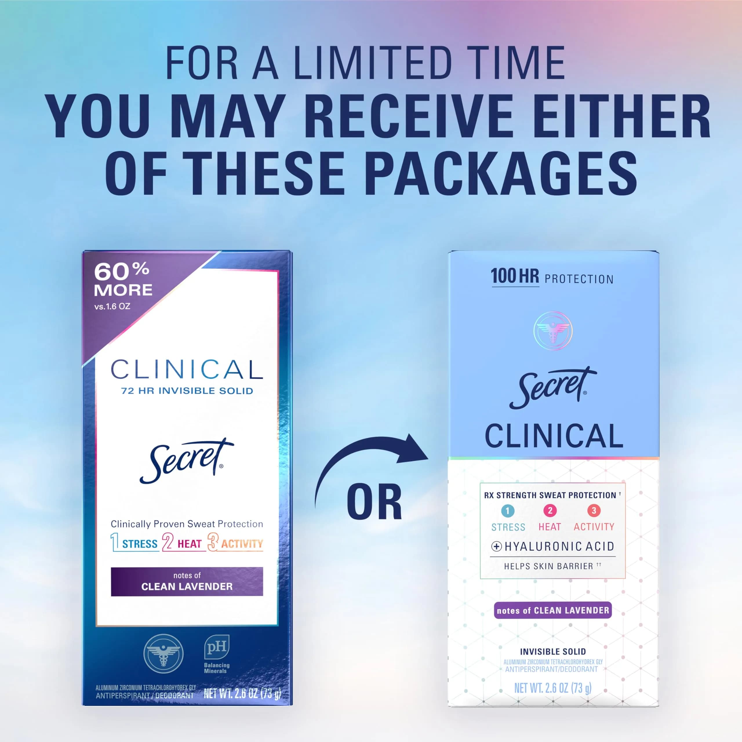 Secret Clinical Strength Invisible Solid Antiperspirant Deodorant for Women, Clean Lavender 73.7g (2.6 oz) | 100-Hour Sweat & Odor Protection - view 9