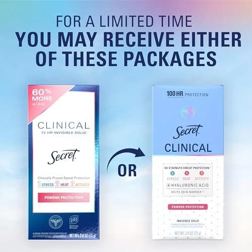 Secret Clinical Strength 100HR Sweat & Odor, Invisible Solid Antiperspirant for Women, 2.6 oz | 3X Stress Sweat Protection, Hyaluronic Acid thumbnail 9
