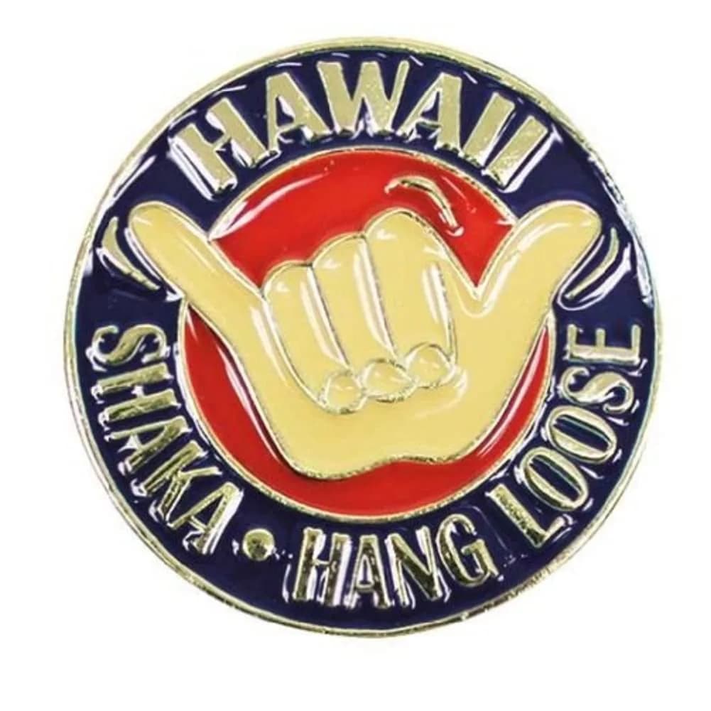 The Islander Group Hawaiian Lapel or Hat Pin Shaka Red, Blue | Unisex Hawaiian Souvenir Pin, 1 Inch — red, blue