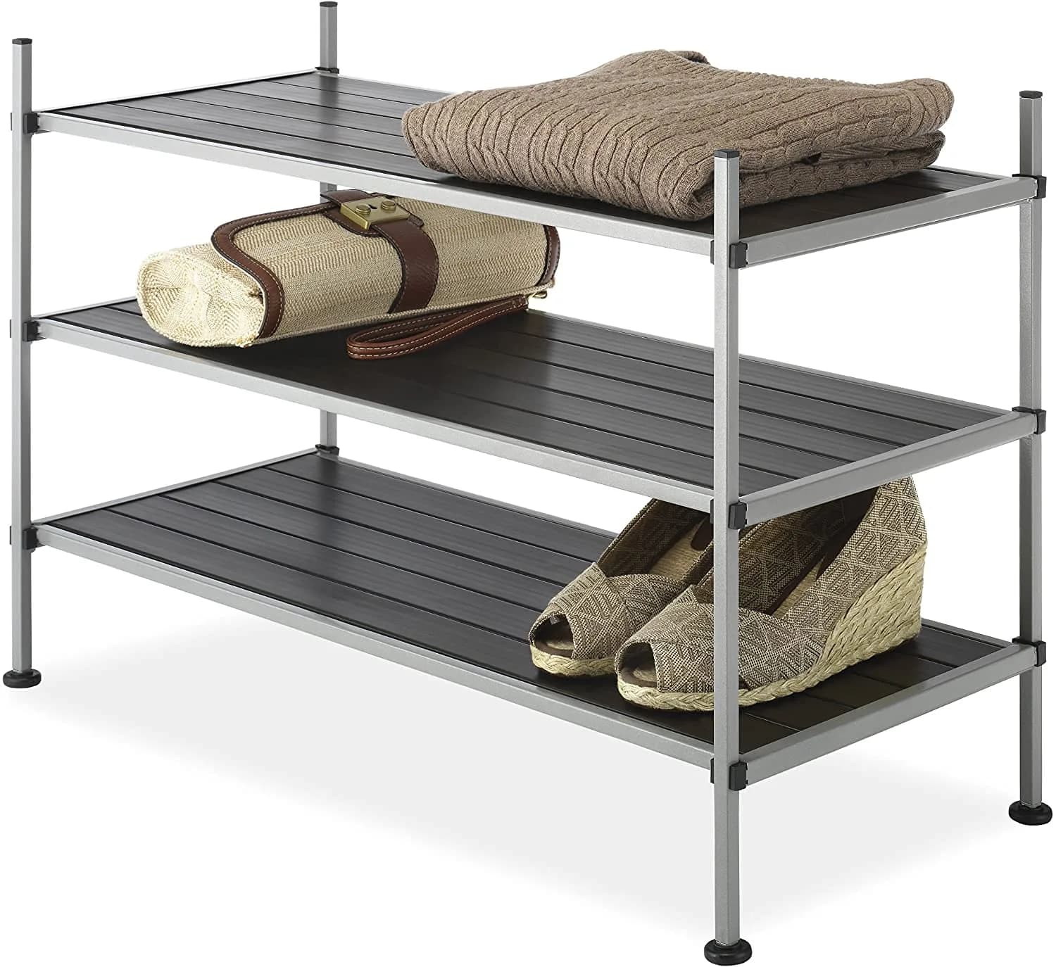Whitmor 3 Tier Closet Storage Shelves | Shoe Rack & Home Organizer for Small Spaces