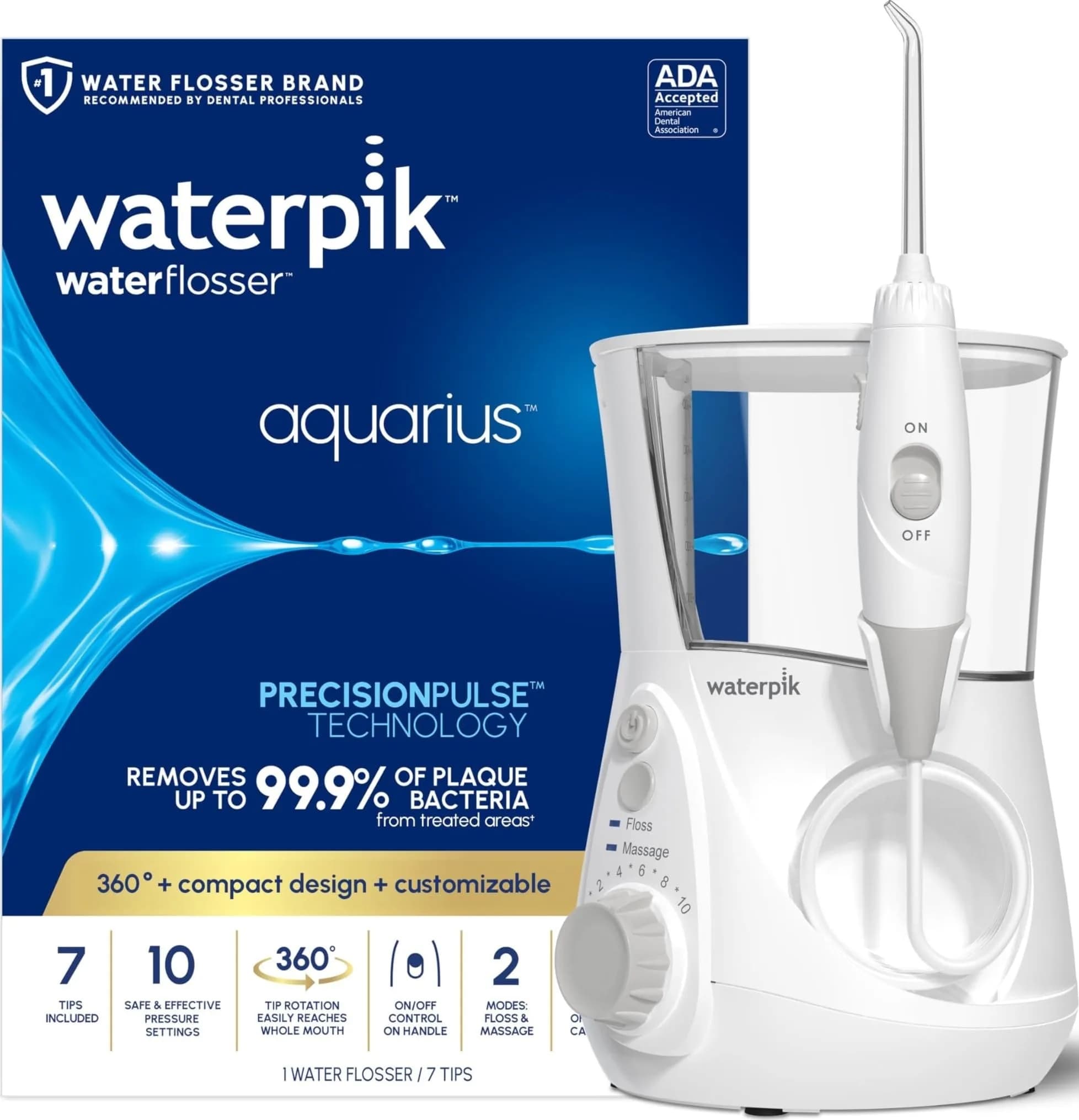 Waterpik Aquarius Countertop Water Flosser WP-660 650ml (22 Fl Oz) | Dentist Recommended ADA Accepted - main product image