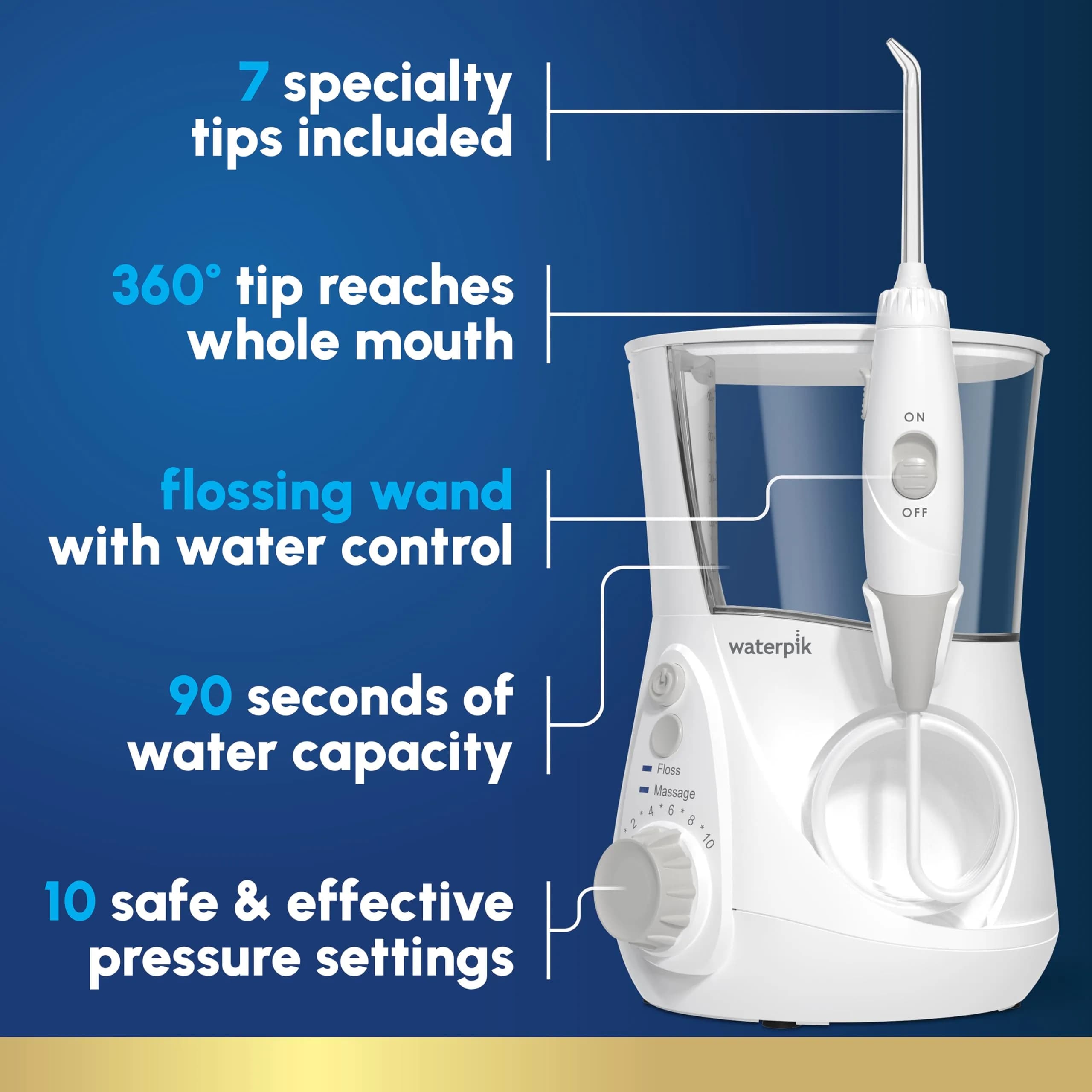 Waterpik Aquarius Countertop Water Flosser WP-660 650ml (22 Fl Oz) | Dentist Recommended ADA Accepted - view 2