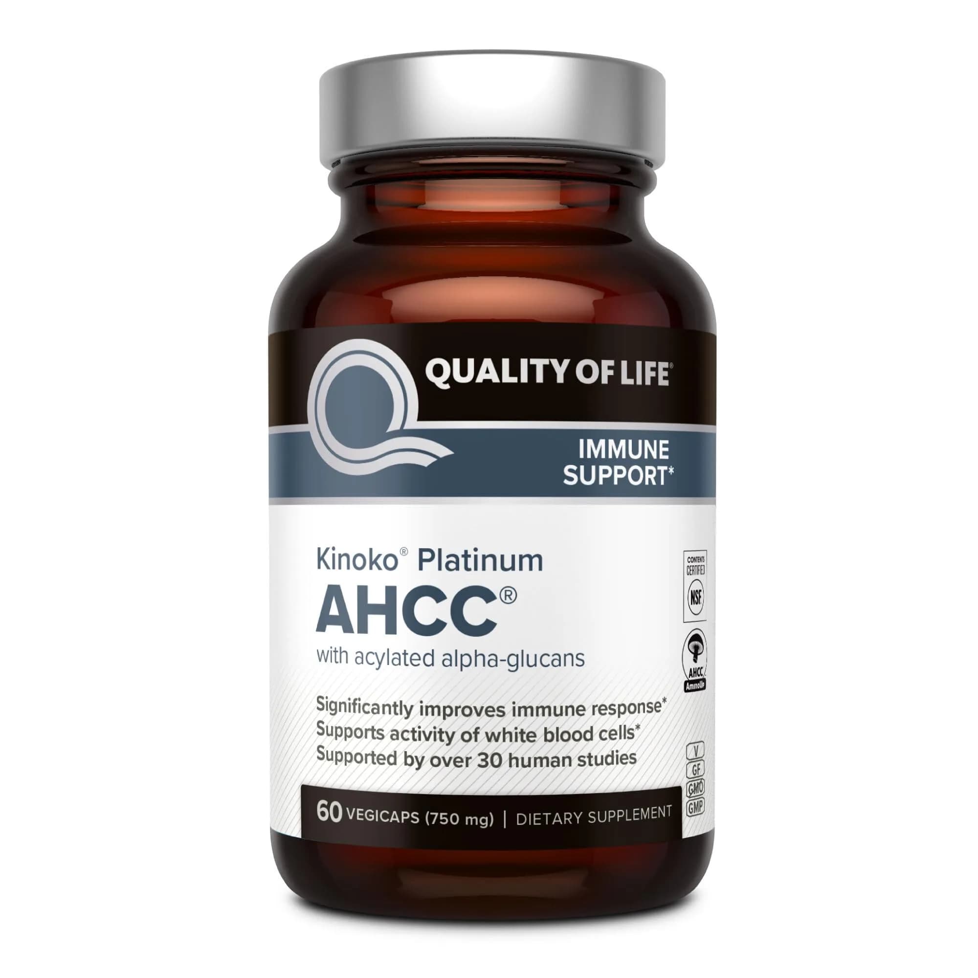 Quality of Life Premium Kinoko Platinum AHCC Herbal Supplement 60 Veggie Capsules | Immune Support with Alpha-Glucans
