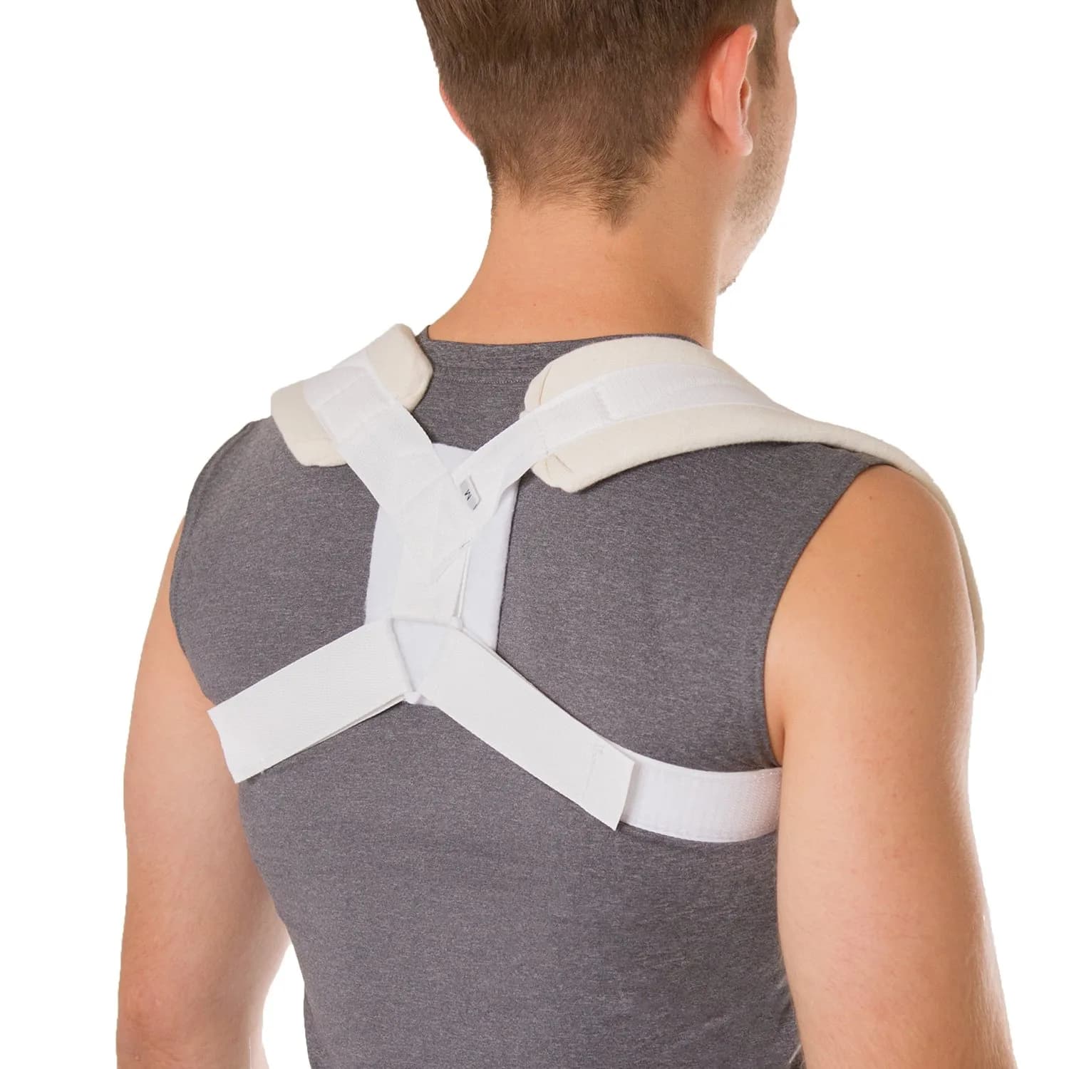 BraceAbility Clavicle Support Brace XL Figure 8 Upper Back Brace Posture Corrector for Men & Women, Shoulder Straightener, Kyphosis Relief, Sling for Injuries & Fractures (20.5cm L x 3.9cm W x 29cm H) — White