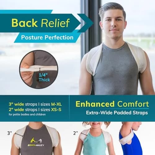 BraceAbility Clavicle Support Brace - Figure 8 Upper Back Brace Posture Corrector for Women and Men, Shoulder Straightener, Kyphosis Relief, Sling for Injuries and Fractures (Large, 24-48 inch Chest) thumbnail 5