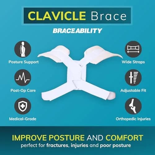 BraceAbility Clavicle Support Brace - Figure 8 Upper Back Brace Posture Corrector for Women and Men, Shoulder Straightener, Kyphosis Relief, Sling for Injuries and Fractures (Large, 24-48 inch Chest) thumbnail 3