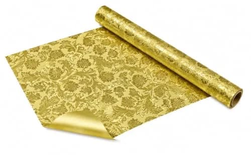 Oasis Supply Florist Foil Roll, Gold | Embossed Design, 20" x 50' | Wrap for Cake & Floral thumbnail 1