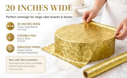 Oasis Supply Florist Foil Roll, Gold | Embossed Design, 20" x 50' | Wrap for Cake & Floral thumbnail 6