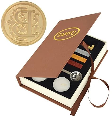 SAMYO Wax Seal Stamp Kit Letter B | Retro Creative Sealing Wax Stamp Set Brass Handle thumbnail 1