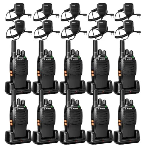 Retevis H-777 Walkie Talkies with Mic for Adults | Long Range 2 Way Radios, 16 Channels, Emergency Alarm, VOX Hands-Free, 10 Pack thumbnail 1