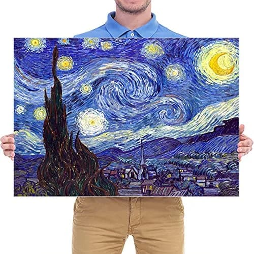 Wieco Art Starry Night Abstract Canvas Prints Wall Art of Van Gogh Famous Artwork 28"L x 20"W | Modern Gallery Wrapped Sky Star Pictures thumbnail 6