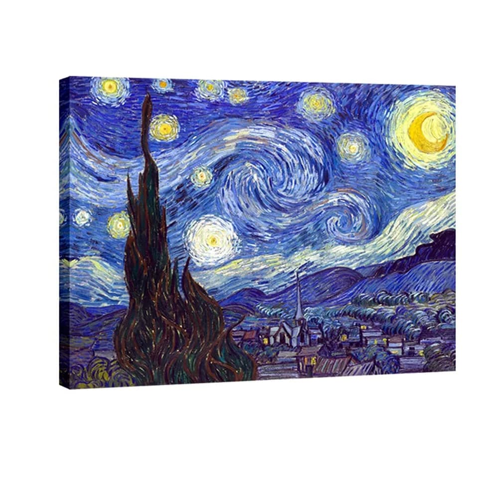 Wieco Art Classic Abstract Giclee Canvas Prints Wall Art for Living Room Home Office Decor Large Starry Night by Van Gogh Famous Artwork Modern Landscape