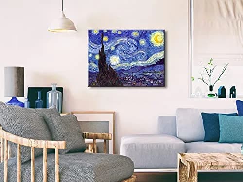 Wieco Art Classic Abstract Giclee Canvas Prints Wall Art for Living Room Home Office Decor Large Starry Night by Van Gogh Famous Artwork Modern Landscape thumbnail 8
