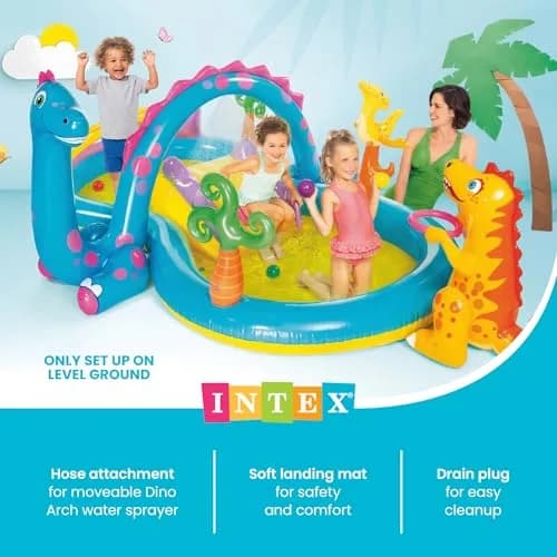 Intex Dinoland Inflatable Swim Center & Kiddie Pool 131" x 90" x 44" | Fun Water Park for Outdoor Play thumbnail 5