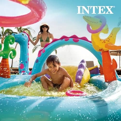 Intex Dinoland Inflatable Swim Center & Kiddie Pool 131" x 90" x 44" | Fun Water Park for Outdoor Play thumbnail 7