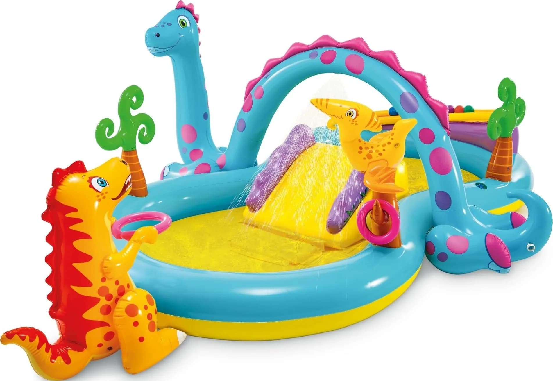 Intex Jungle Adventure Play Center Inflatable Kiddie Pool with Water Slide - Multicolor, 119" x 90" x 44" - main product image